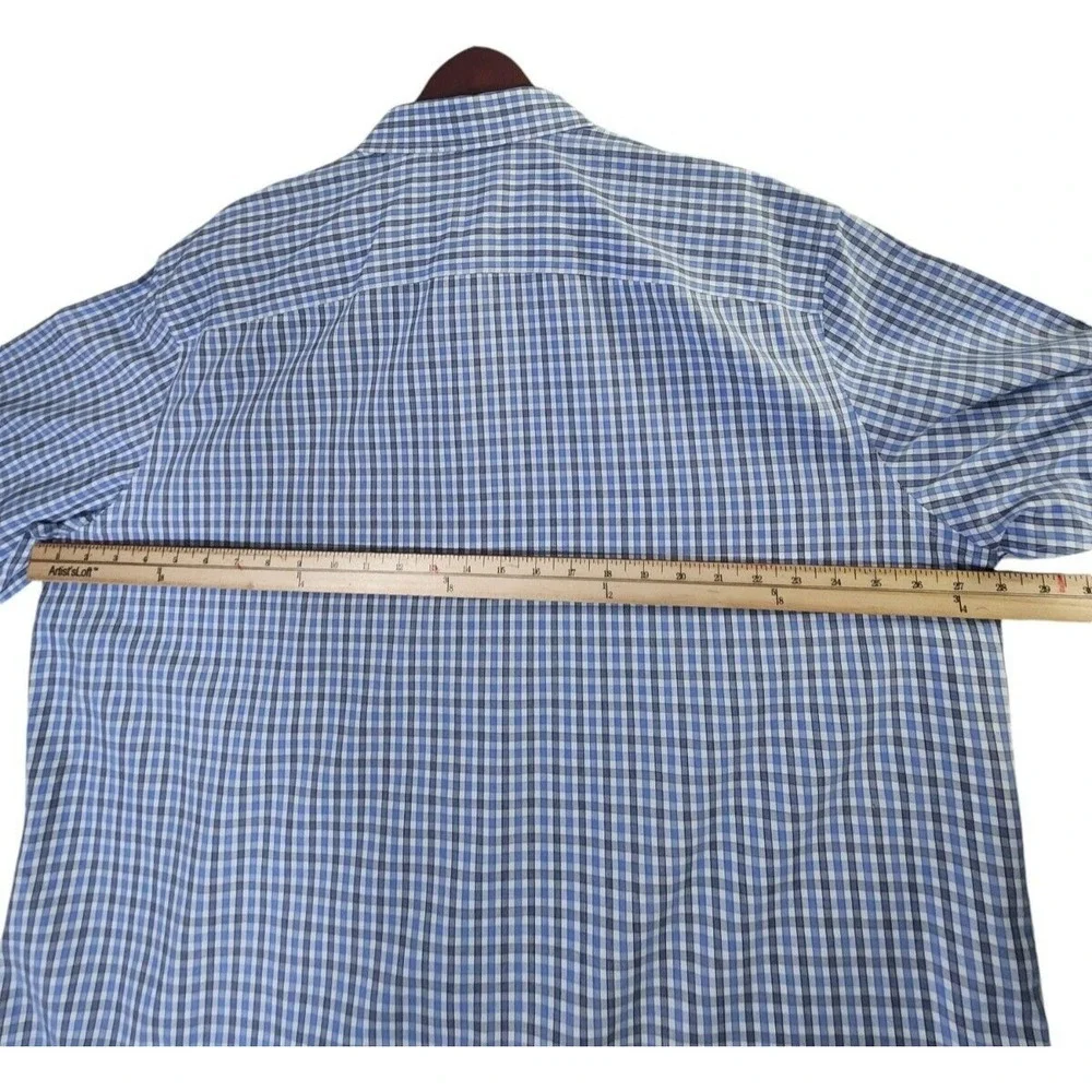 Untuckit Check Shirt Men's 3XL Blue Plaid Button Up Cotton Long Sleeve